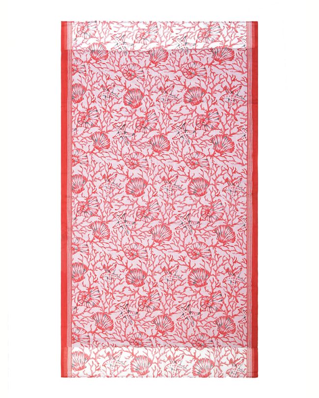 ΠΕΤΣΕΤΑ ΘΑΛΑΣΣΗΣ ΔΙΠΛΗΣ ΟΨΗΣ ΚΟΚΚΙΚΟ/ΛΕΥΚΟ ''ΚΟΡΑΛΙΑ'' 110Χ180 (100% COTTON)