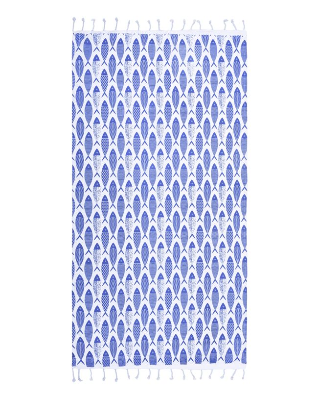 ΠΕΤΣΕΤΑ PESTEMAL ΣΕ ΛΕΥΚΟ ΧΡΩΜΑ ΜΕ ΜΠΛΕ ΨΑΡΙΑ  90X180 (100% COTTON)