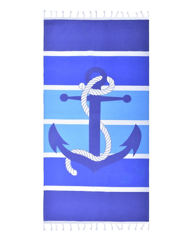PESTEMAL TOWEL IN DARK BLUE COLOR WITH ANCHOR 90X180 (100% COTTON)