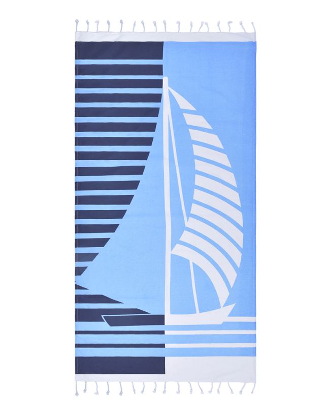 ΠΕΤΣΕΤΑ PESTEMAL ΣΕ ΜΠΛΕ ΧΡΩΜΑ ΜΕ ΚΑΡΑΒΙ 90X180 (100% COTTON)