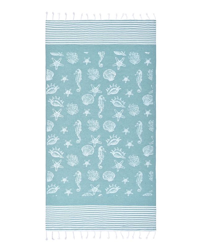 ΠΕΤΣΕΤΑ PESTEMAL ΣΕ ΠΡΑΣΙΝΟ ΧΡΩΜΑ ΜΕ ΑΣΤΕΡΙΕΣ ΚΑΙ ΚΟΧΥΛΙΑ 90X180 (100% COTTON)