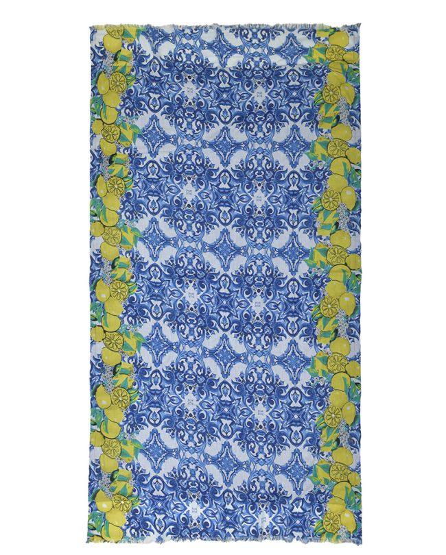 DOUBLEFACED TOWEL IN BLUE COLOR WITH LEMONS (100%COTTON)