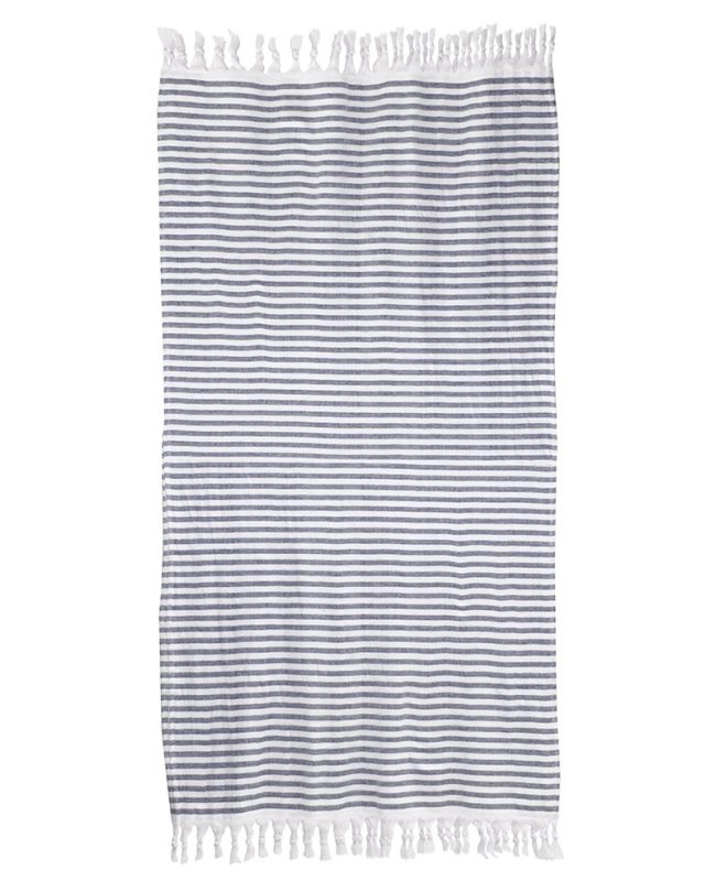 BEACH TOWEL GREY WITH STRIPES 90X180 (100% COTTON)