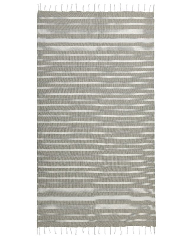 PESTEMAL TOWEL IN GREY/WHITE COLOR WITH STRIPES 90X170 (100% COTTON)