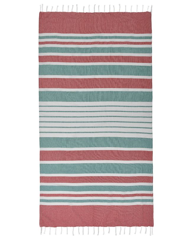 PESTEMAL TOWEL IN RED/GREEN/WHITE COLOR WITH STRIPES 90X170 (100% COTTON)