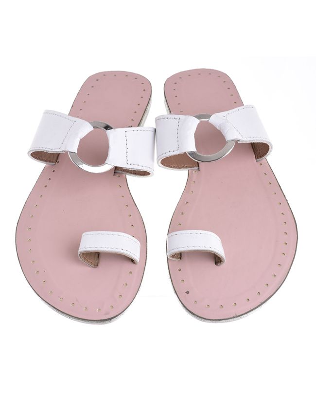 LEATHER SANDAL IN WHITE COLOR (EU37)