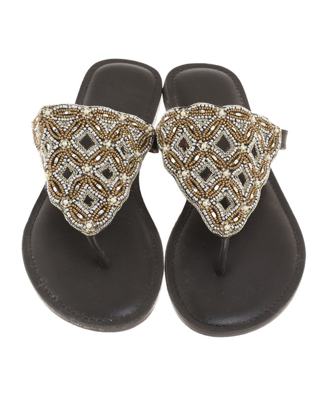 LEATHER SANDAL IN SILVER AND GOLD COLOR 26,5X10X5 (EU 40)