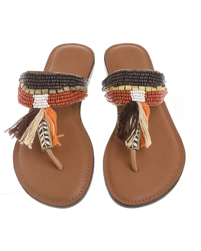 LEATHER SANDAL IN ORANGE AND BROWN COLOR 27X10X5 (EU 41)