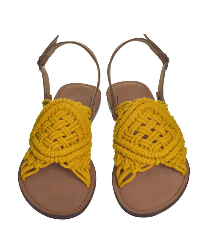 LEATHER SANDAL MACRAME IN ORANGE COLOR (EU 41)