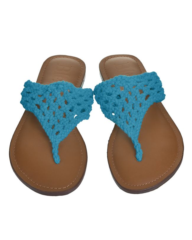 LEATHER SANDAL MACRAME IN TURQUOISE COLOR (EU 41)