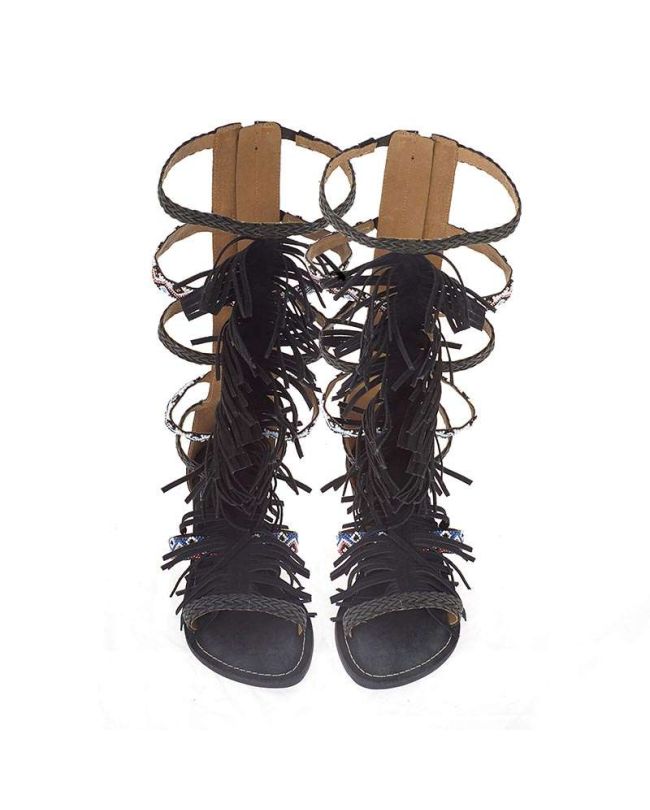 PU SANDAL UP TO KNEE  'BLACK ' (EU 41)