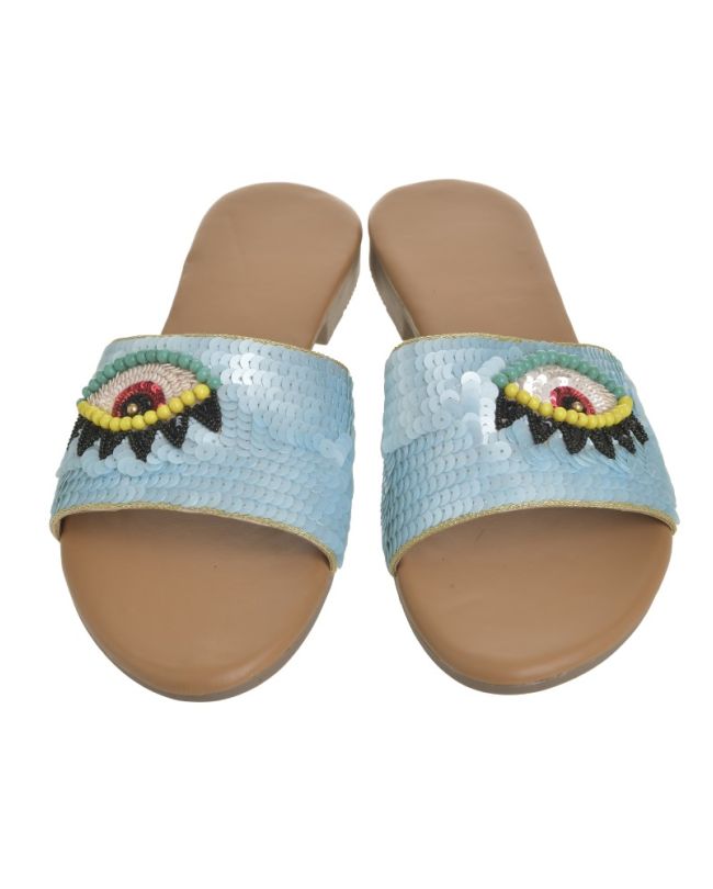 SANDAL ''EYE'' ΙΝ LIGHT BLUE COLOR WITH BEADS (EU 39)