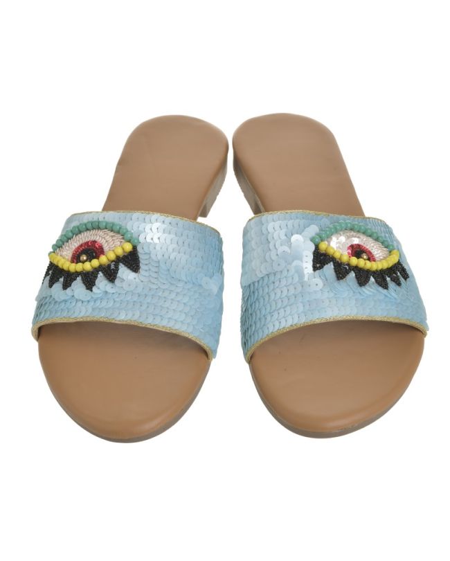 SANDAL ''EYE'' ΙΝ LIGHT BLUE COLOR WITH BEADS (EU 40)