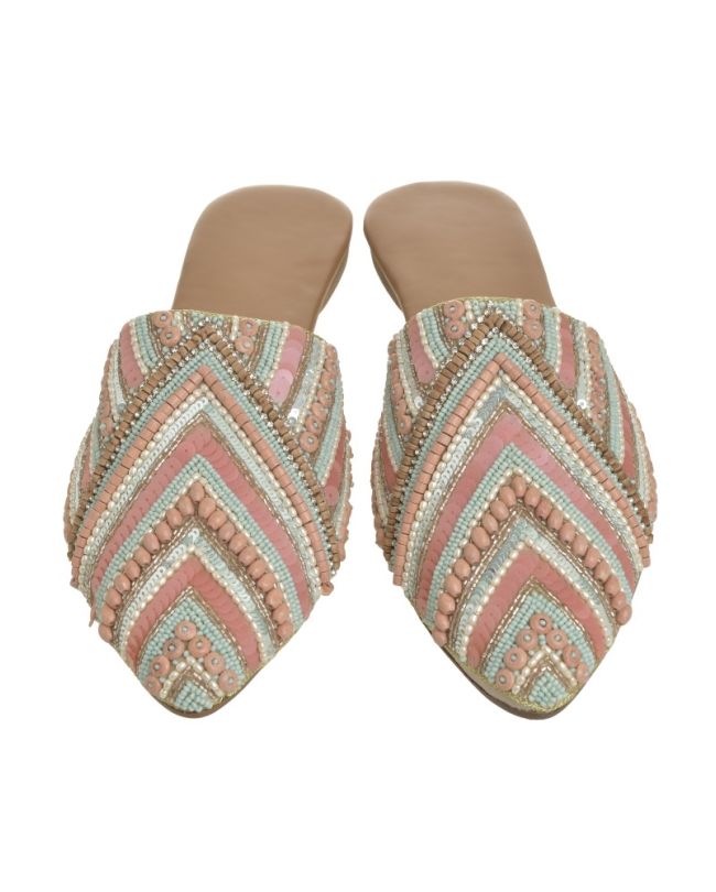 MULES ΙΝ PINK/GOLD COLOR WITH BEADS (EU 37)