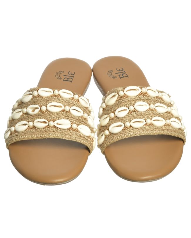 SANDAL IN WHITE/GOLD COLOR WITH SHELLS (EU 37)