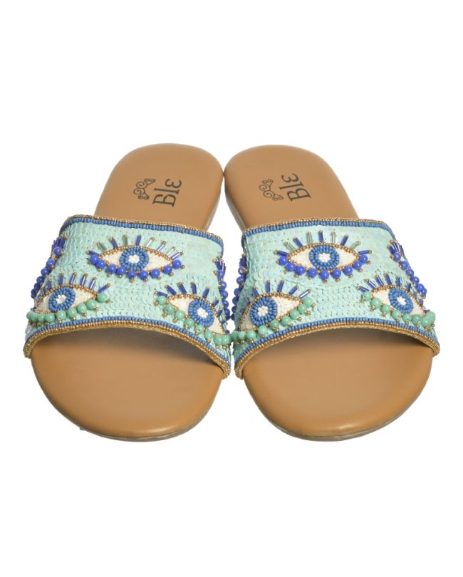 SANDAL IN TURQUOISE COLOR ''ΕΥΕS'' WITH BEADS (EU 37)