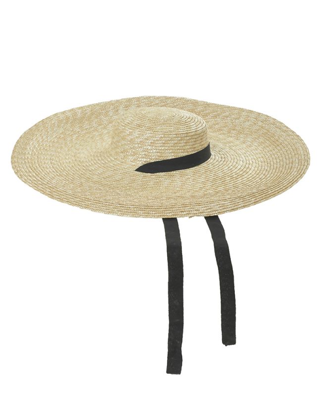 STRAW ΗΑΤ IN BEIGE COLOR WITH BLACK RIBBON Φ65Χ7