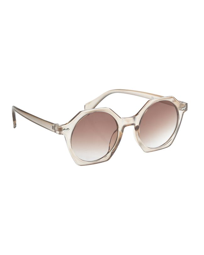 POLYGON SHAPE SUNGLASSES IN BEIGE COLOR UV400