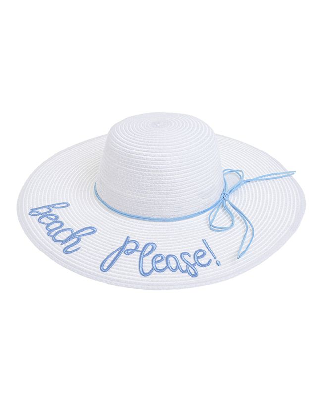 STRAW HAT IN WHITE/LIGHT BLUE COLOR 