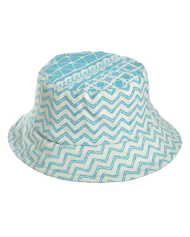 FABRIC HAT IN TURQUOISE/WHITE COLOR Φ25Χ8