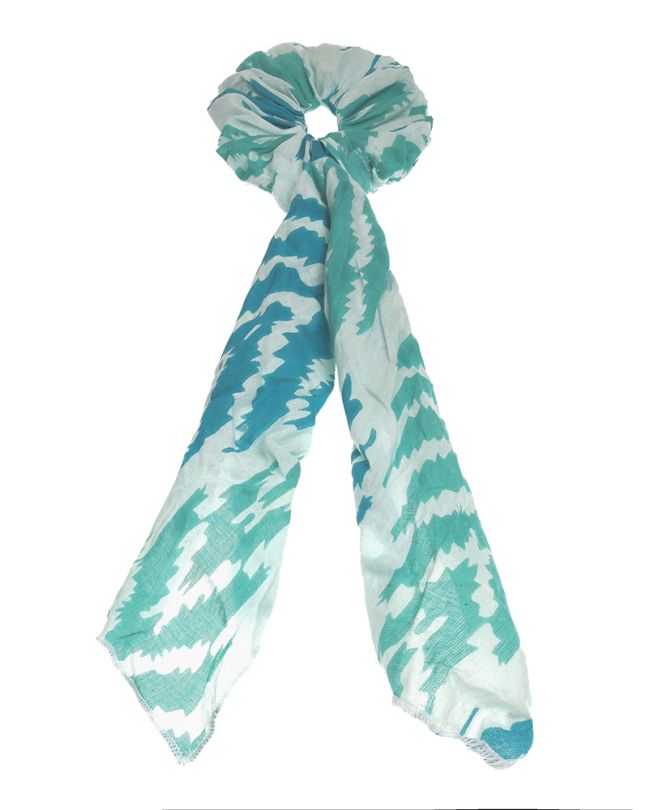 SCRUNCHIE ΤΙΡΚΟΥΑΖ/ΓΑΛΑΖΙΟ (100% COTTON)