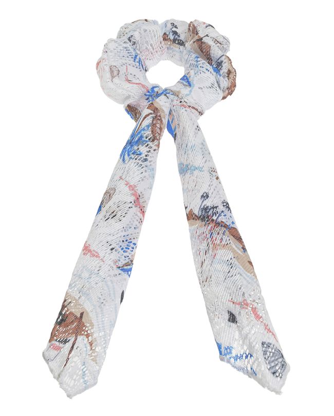 SCRUNCHIE NET WHITE WITH PRINTS (100% COTTON)