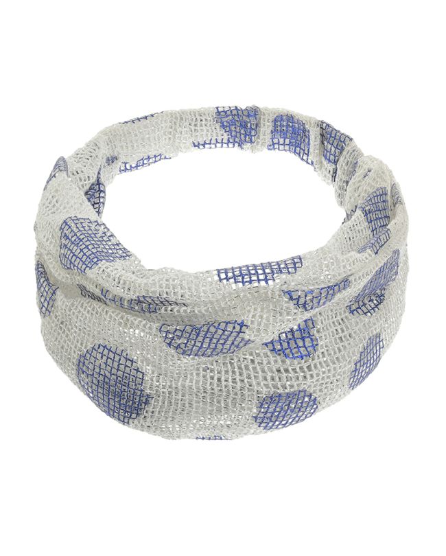 NET HEADBAND ΙΝ WHITE COLOR WITH BLUE SHELLS (100% COTTON)