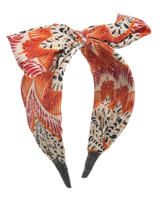 HEAD BAND IN ORANGE/RED COLOR WITH GOLD DETAILS