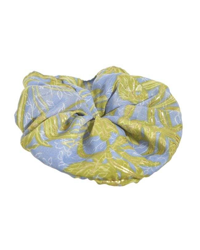 SCRUNCHIE IN GREEN/BLUE COLOR WITH GOLD DETAILS