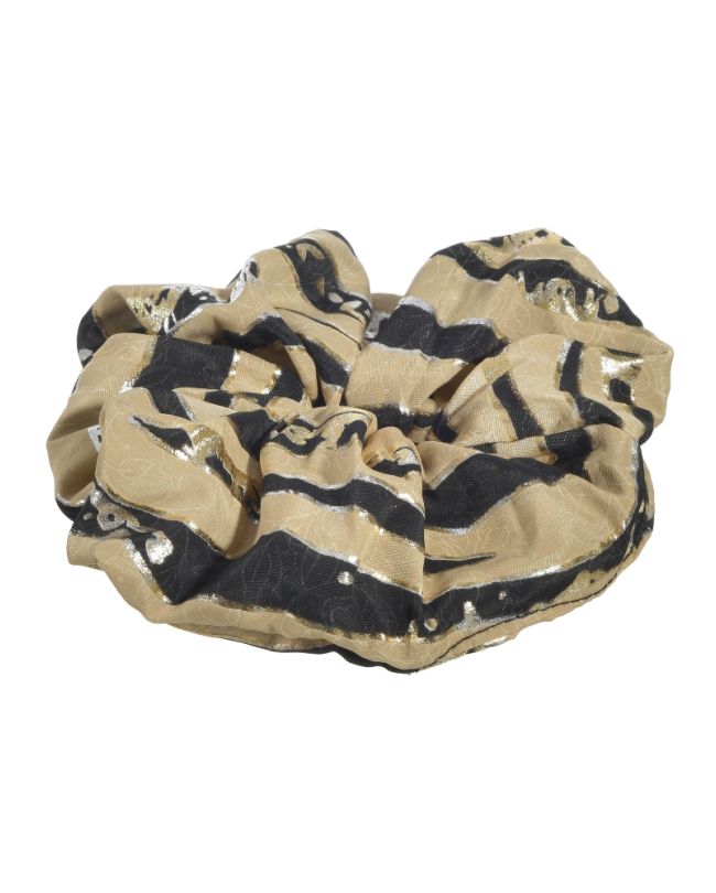 SCRUNCHIE IN BEIGE/BLACK COLOR WITH SILVER/GOLD DETAILS