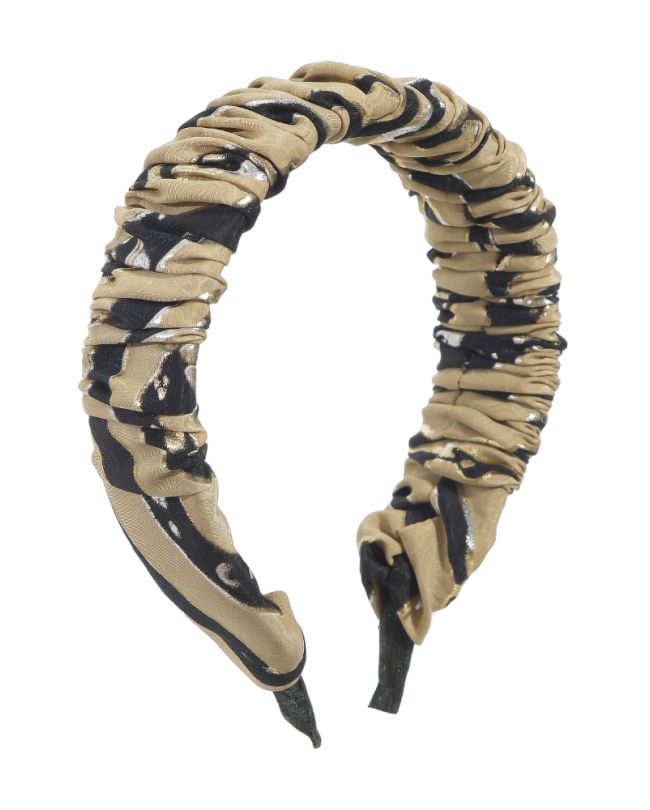 HEAD BAND IN BEIGE/BLACK COLOR WITH SILVER/GOLD DETAILS