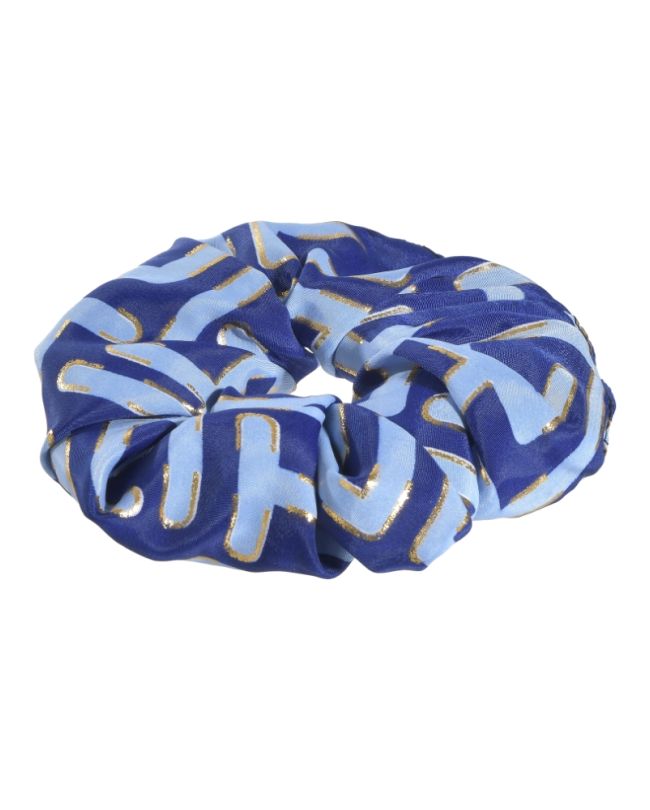 SCRUNCHIE IN BLUE/LIGHT BLUE COLOR WITH GOLD DETAILS