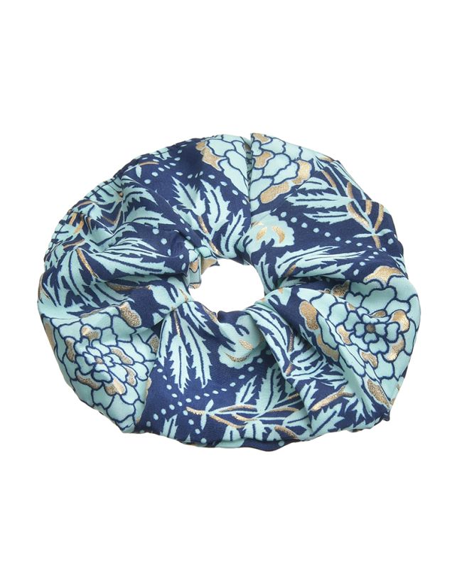 SCRUNCHIE ''FLOWER'' IN BLUE COLOR WITH GOLD DETAILS