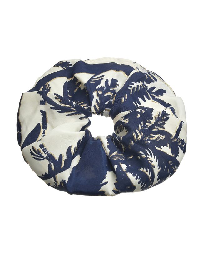 SCRUNCHIE ''PALMS'' IN BLUE COLOR WITH  GOLD DETAILS Φ8Χ2