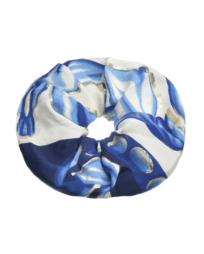SCRUNCHIE IN WHITE/BLUE COLOR WITH  GOLD DETAILS Φ8Χ2