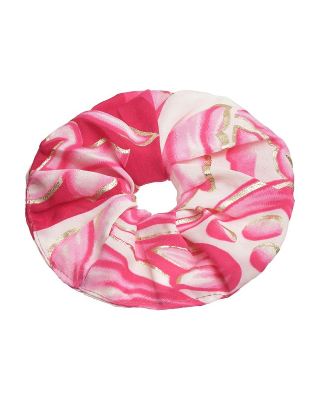 SCRUNCHIE IN WHITE/PINK COLOR WITH  GOLD DETAILS Φ8Χ2