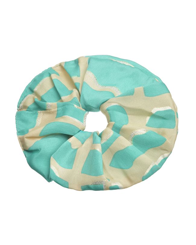 SCRUNCHIE IN TURQUOISE/BEIGE COLOR WITH  GOLD DETAILS Φ8Χ2