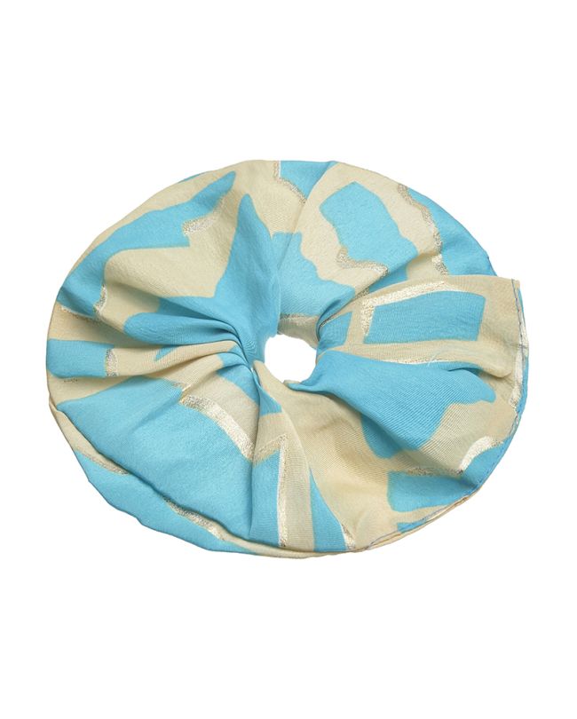 SCRUNCHIE IN LIGHT BLUE/BEIGE COLOR WITH  GOLD DETAILS Φ8Χ2