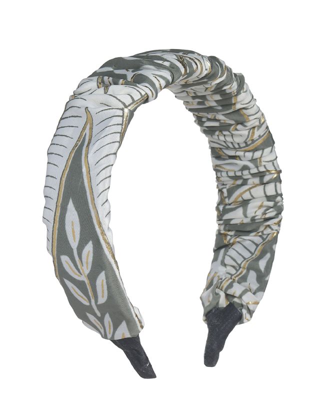 HEAD BAND IN GREEN/WHITE COLOR WITH  GOLD DETAILS