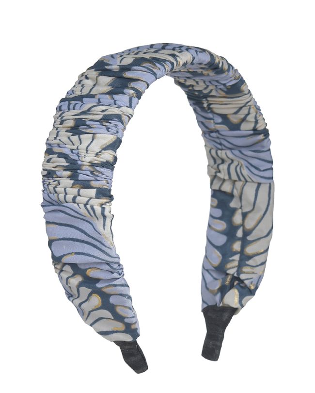 HEAD BAND ''LEAF'' IN BLUE/WHITE COLOR WITH  GOLD DETAILS