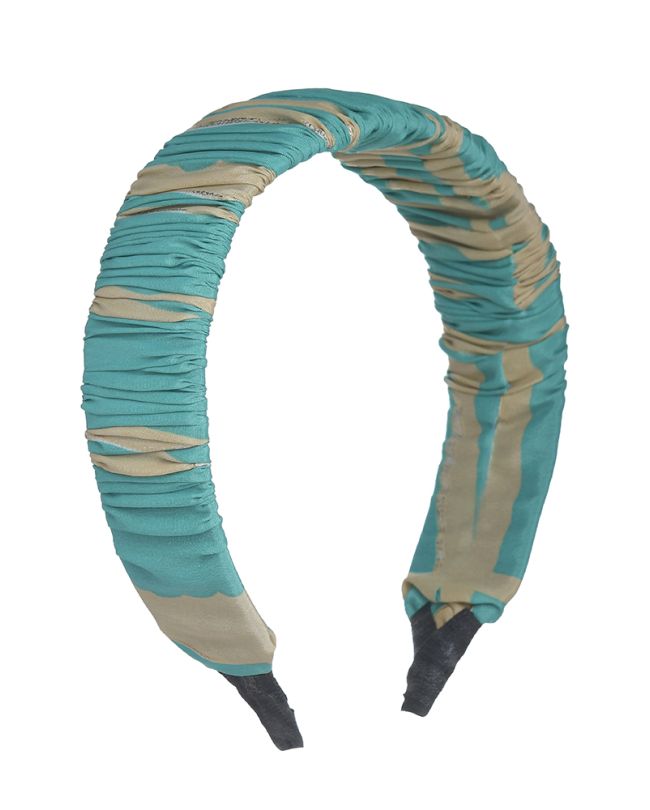 HEAD BAND IN TURQUOISE/BEIGE COLOR WITH  GOLD DETAILS