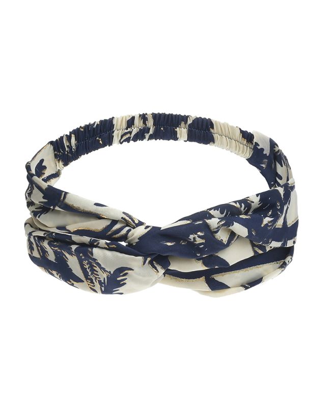 HEAD BAND ''PALMS'' IN BLUE COLOR WITH  GOLD DETAILS