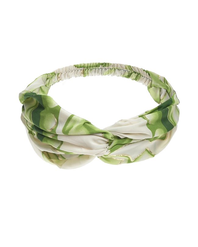 HEAD BAND IN WHITE/GREEN COLOR WITH  GOLD DETAILS