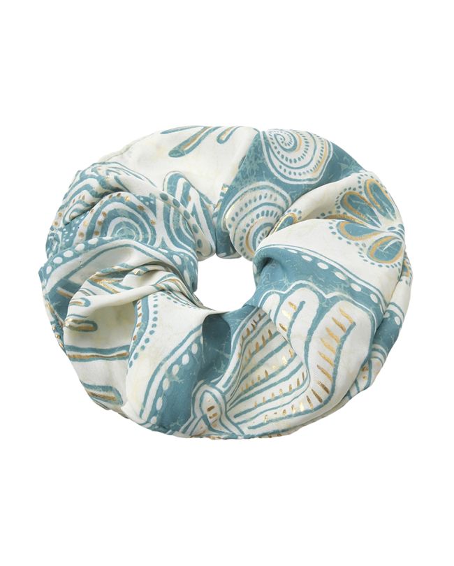 SCRUNCHIE ΤΥΡΚΟΥΑΖ/ΕΚΡΟΎ ΜΕ ΧΡΥΣΕΣ ΛΕΠΤΟΜΕΡΕΙΕΣ ΚΑΙ ΚΟΧΥΛΙΑΦ8Χ2