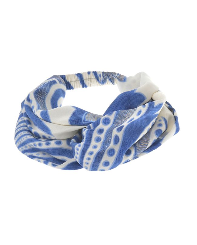 HEAD BAND IN WHITE COLOR WITH BLUE/GOLD DETAILS