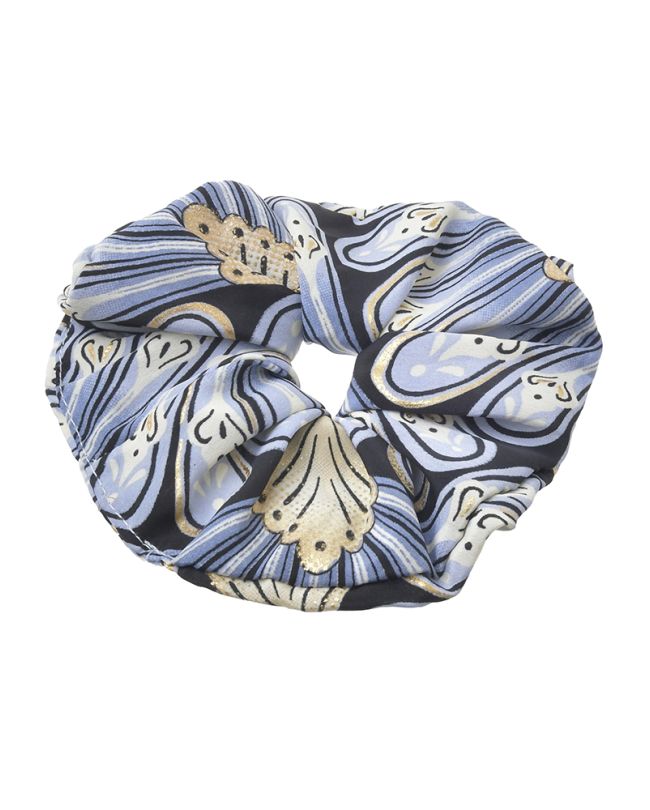 SCRUNCHIE ΣΕ ΜΠΛΕ ΜΕ ΧΡΥΣΑ ΦΥΛΛΑ Φ8Χ2