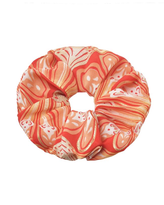 SCRUNCHIE ΣΕ ΠΟΡΤΟΚΑΛΙ/ΚΟΚΚΙΝΟ/ΛΕΥΚΟ ΜΕ ΧΡΥΣΕΣ ΛΕΠΤΟΜΕΡΕΙΕΣ Φ8Χ2