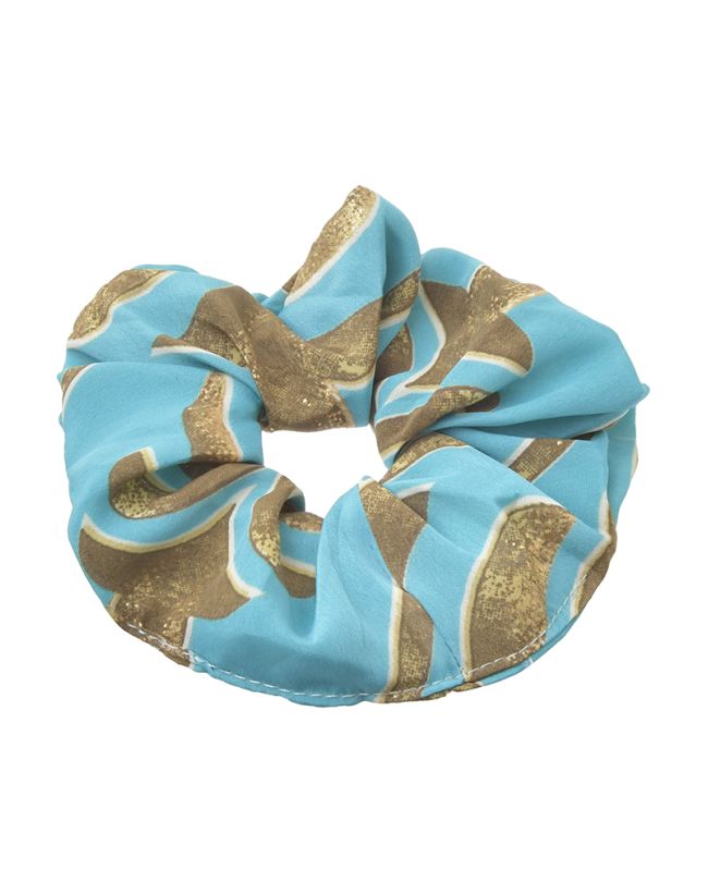 SCRUNCHIE ΤΥΡΚΟΥΑΖ/ΧΡΥΣΟ ΜΕ ΑΡΧΑΙΟΕΛΛΗΝΙΚΟ ΥΦΟΣ Φ8Χ2