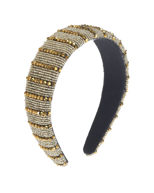 HEADBAND WITH BEADS IN GOLDEN COLOR
