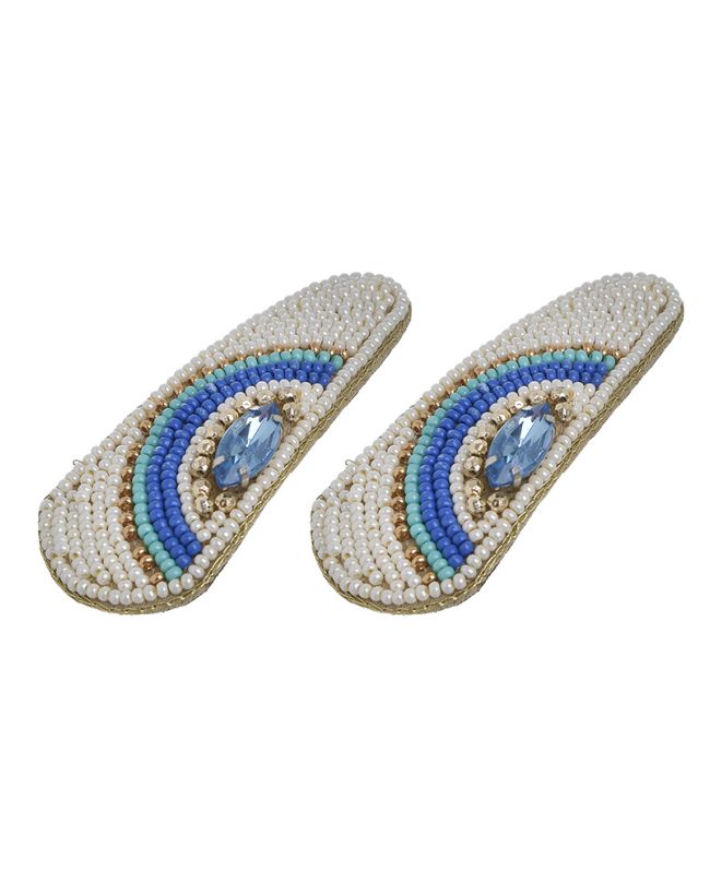 S/2 ΗAIR CLIPS IN WHITE/BLUE COLOR WITH BEADS